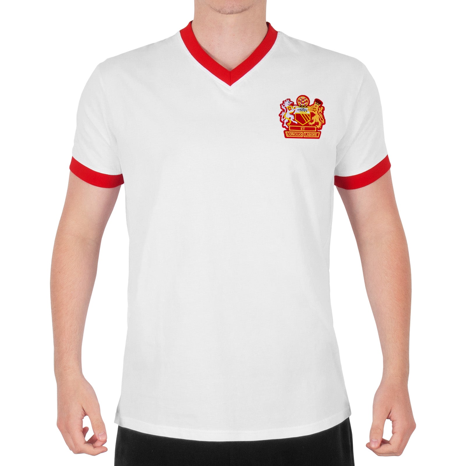 White V-Neck Manchester Crest