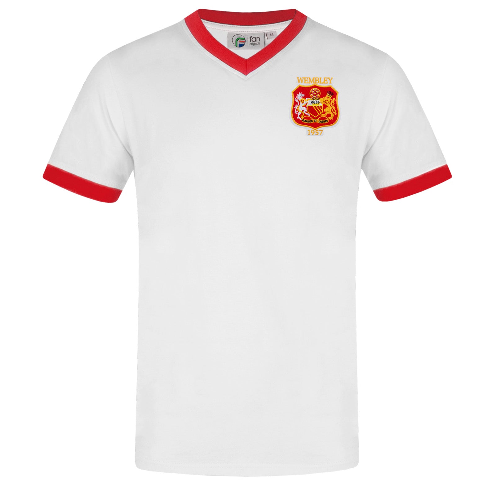 White V-Neck Wembley 57 Crest