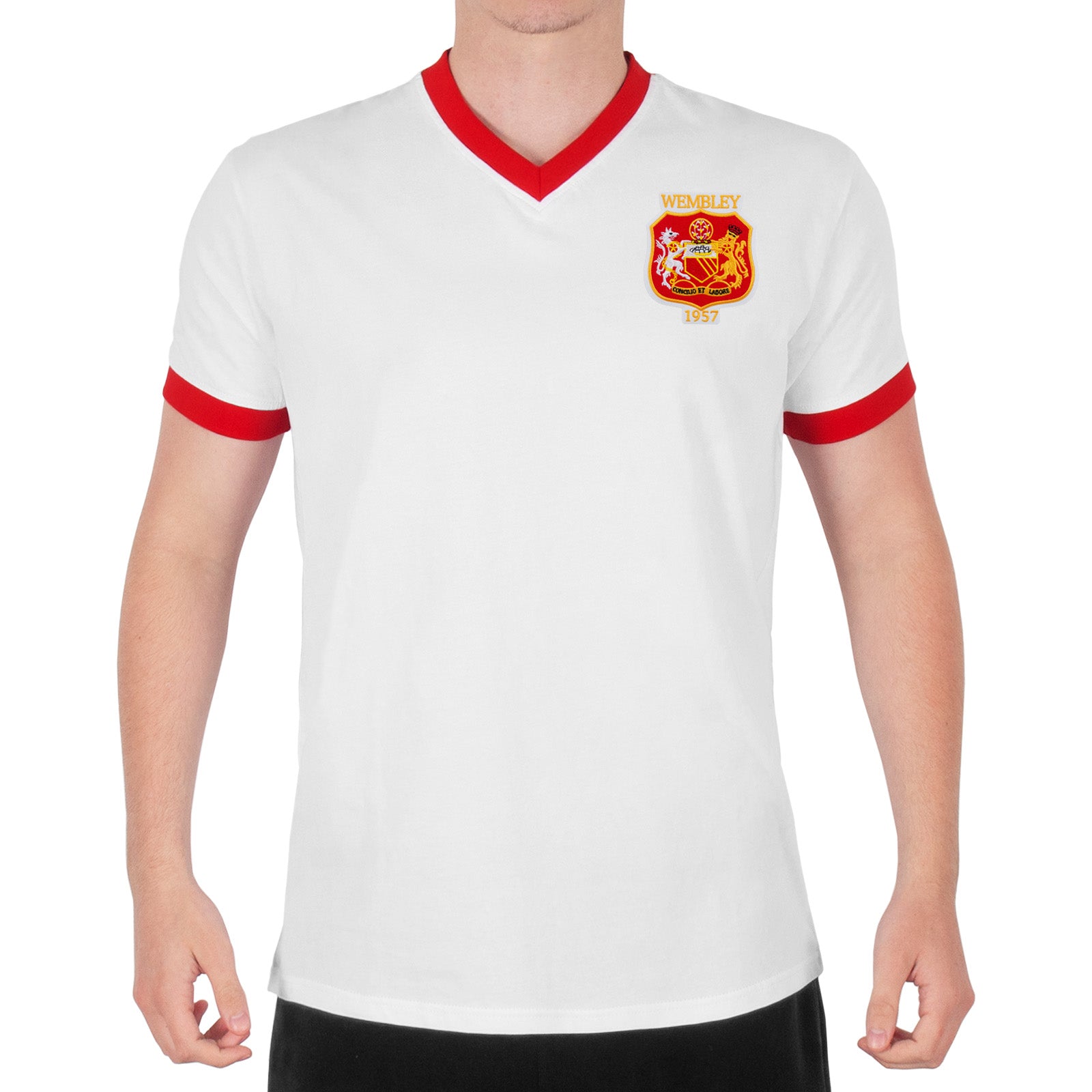 White V-Neck Wembley 57 Crest