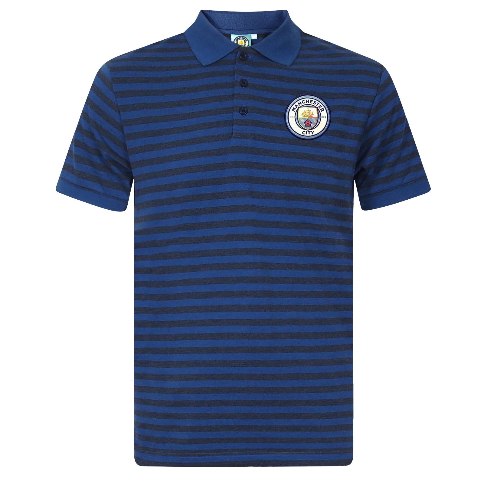 Manchester City FC Mens Polo Shirt Striped