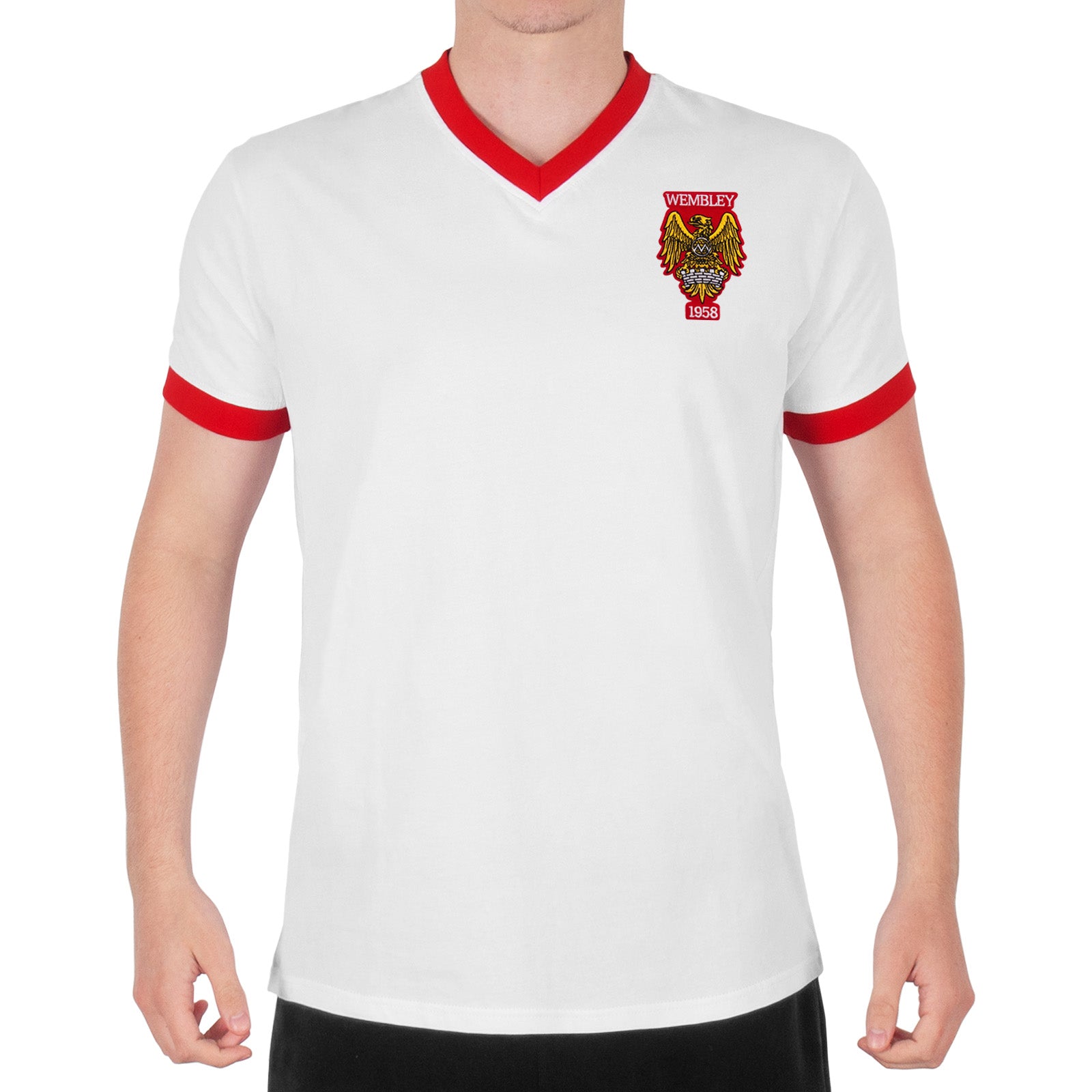 White V-Neck Wembley 58 Crest